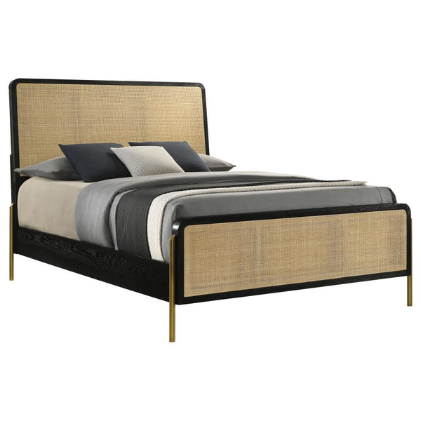 Dior Queen Bed, Black and Natural