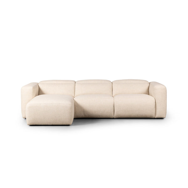 Radley Power Recliner 3-Piece Sectional W/ Chaise Cream