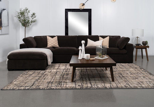 Deep Brown 4 Piece Sectional Sofa