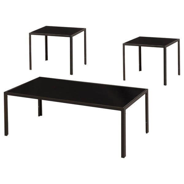 All black coffee / TV console / 2x side table set