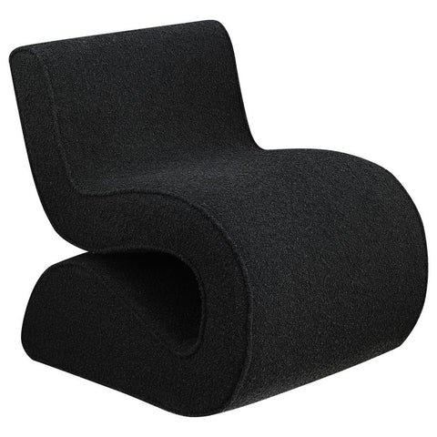 Curved Boucle Accent Chair, Black