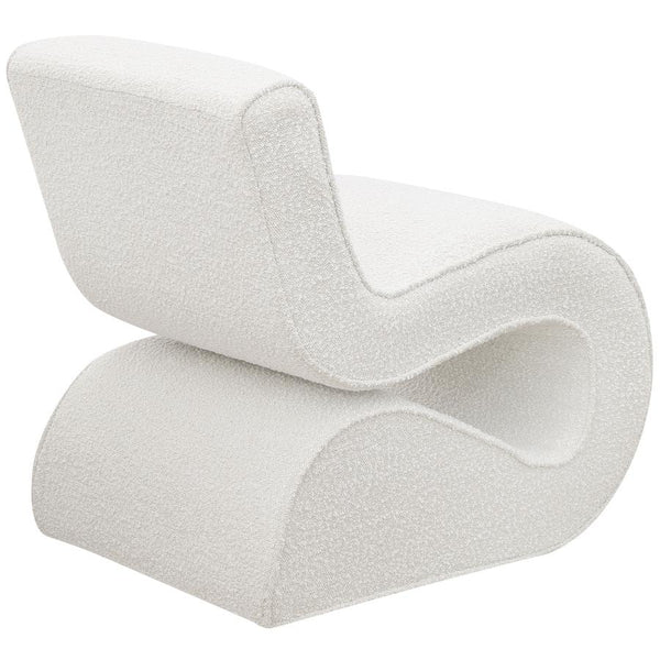 Curved Boucle Accent Chair, Cream