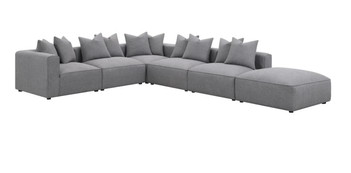 Jenna 6 Piece Sectional, Grey