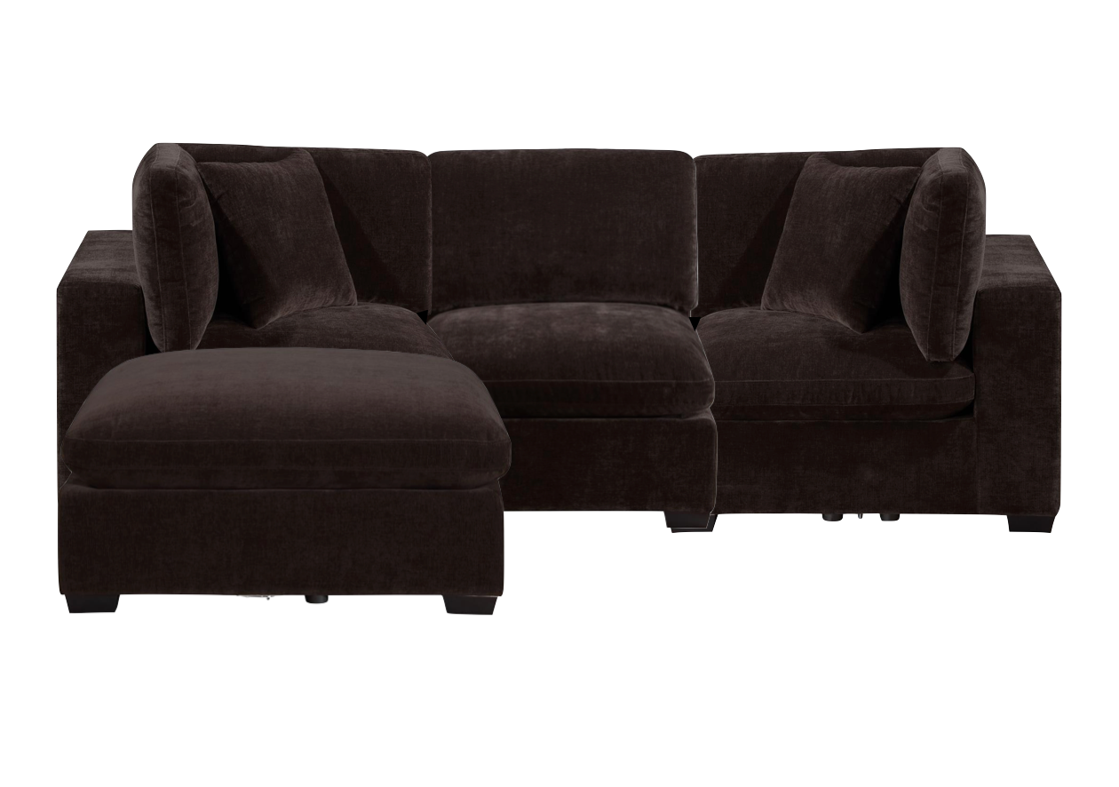 Deep Brown 4 Piece Sectional Sofa