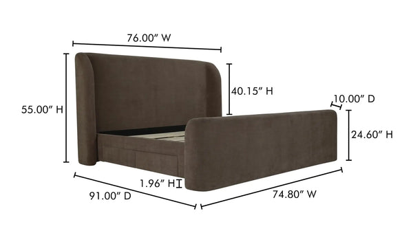 Joey Queen Storage Bed Brown