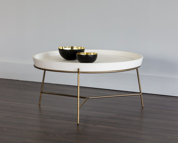 Remi Coffee Table, Aspen and Antique Brass