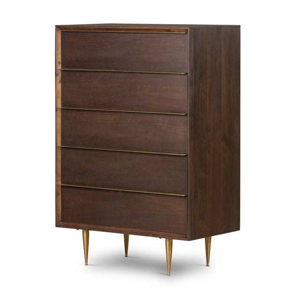 Morne 5 Drawer Dresser, Walnut