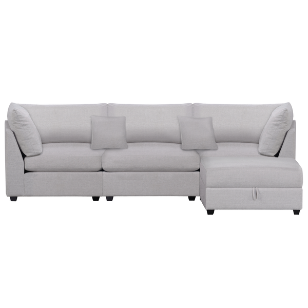 12 Month Rental | Cambria 4 Piece Sectional, Light Grey | From $175/mo