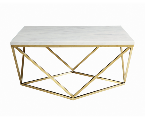 6 Month Rental | Geometric Gold + Marble Coffee Table | From $83/mo