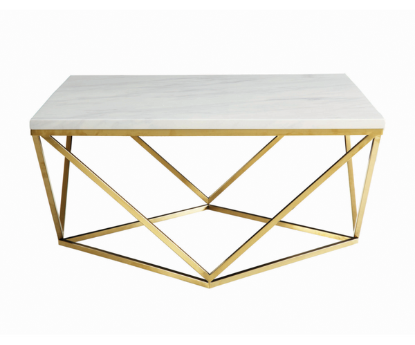 Geometric Gold + Marble Coffee Table