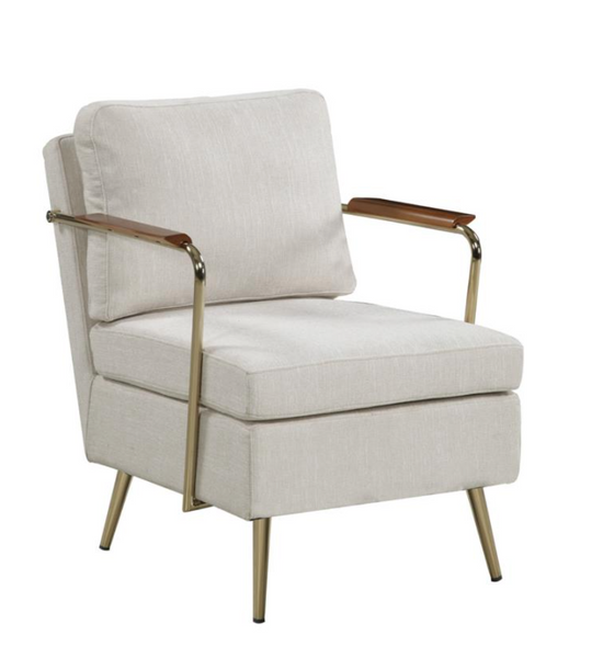 Beige and Brass Accent Chair