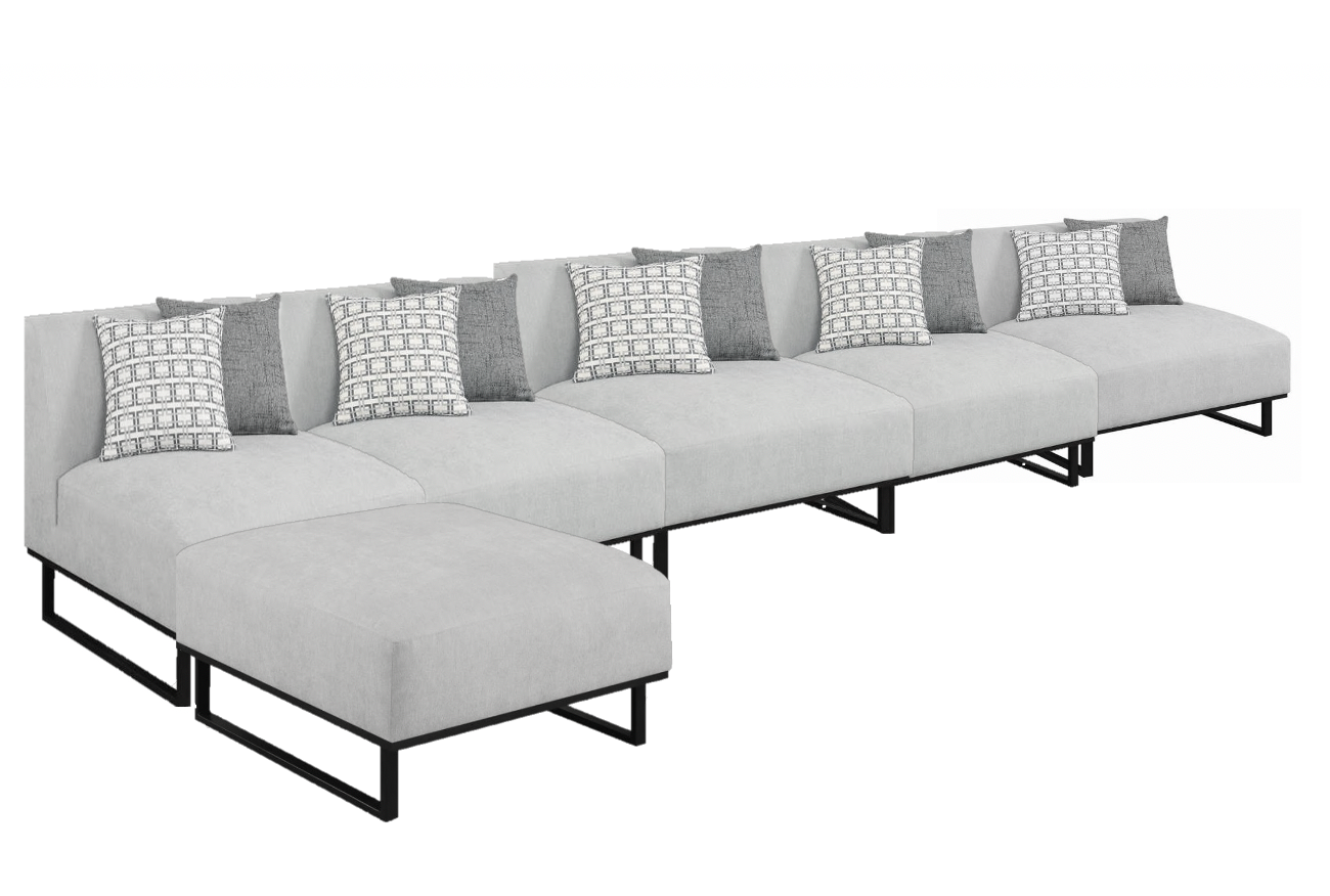 12 Month Rental Plan | Armless Grey Sectional - 6 Pieces | From $84/mo