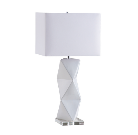 Geometric white table lamp