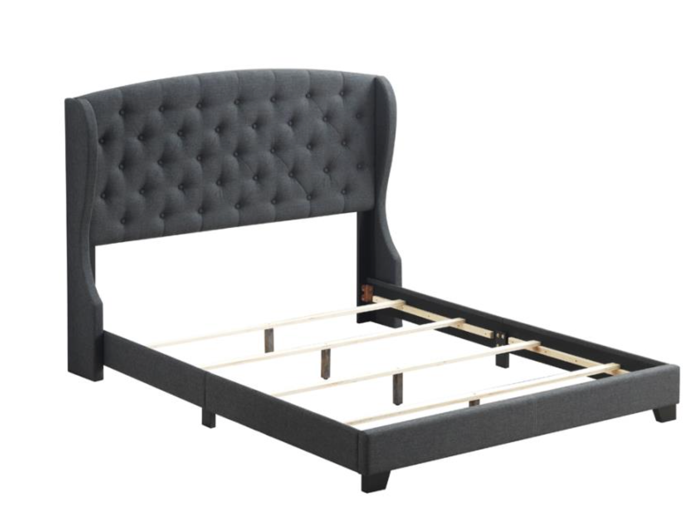Luxe Demi Wing King Bed - Charcoal