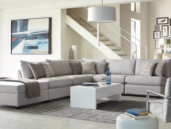 Cambria 4 Piece Sectional, Light Grey