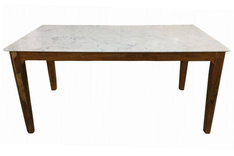 Marble and Acacia Dining Table