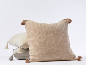Preston Tassle Organic Cotton Pillow, Rust