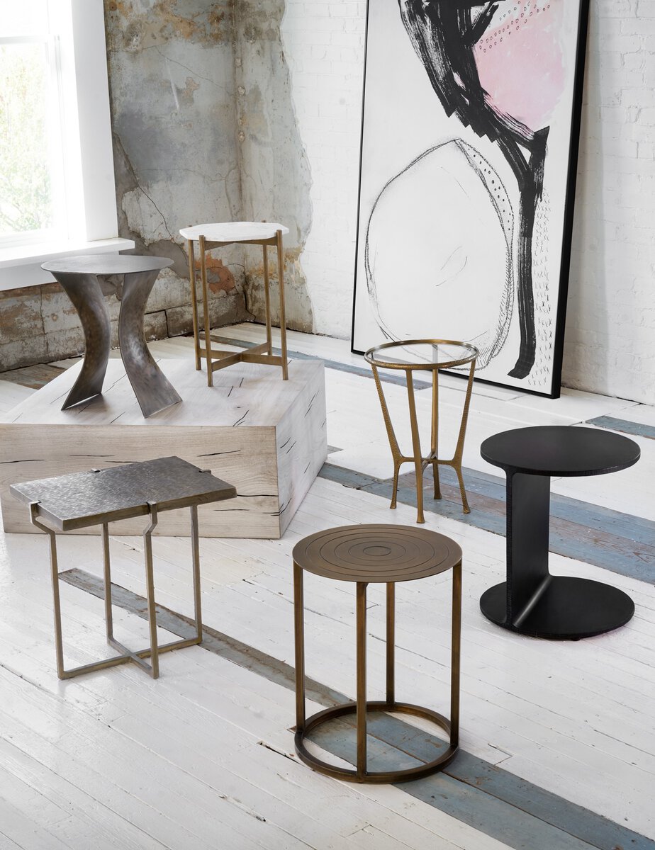 Textured Brass Side Table